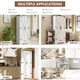 72" Tall Farmhouse Kitchen Pantry with Drawer and 4 Shelves, Large Wood Kitchen Storage Cabinets with 2 Barn Doors & Drawer, Versatile Storage for Dining Room, Bathroom, Antique White Brelley