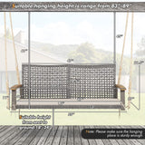 RELAX4LIFE 2-Seater Outdoor Porch Swing - Patio PE Rattan Hanging Swing Bench with Seat Cushion and Strong Hanging Ropes, Wicker Swing Loveseat Bench for Porch, Backyard, Garden, 800 lbs (Off White) RELAX4LIFE