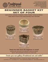 Traditional Craft Kits - Beginner Basket Kit - Set of Four: Coil, Plaited, Twined, Wicker Traditional Craft Kits