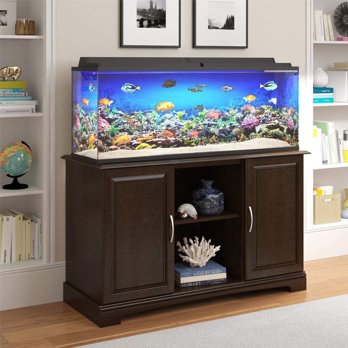 REALROOMS Kai 50-75 Gallon Aquarium or Terrarium Tank Stand, Espresso REALROOMS