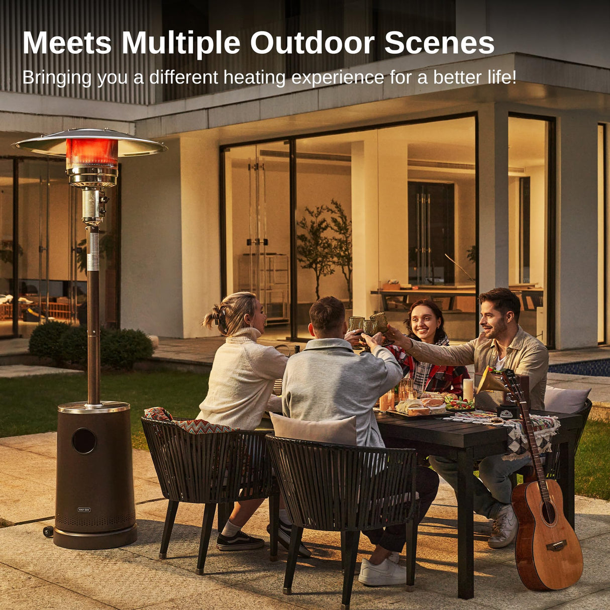 EAST OAK 50,000 BTU Patio Heater with Sand Box, Table Design, Double-Layer Stainless Steel Burner, Wheels, Triple Protection System, Outdoor Heater for Home and Residential, Pinecone EAST OAK