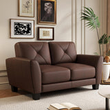Genuine Leather Loveseat Sofa, 2 Seater Modern Sofa Couch for Living Room, Brown (62'') Secsofier