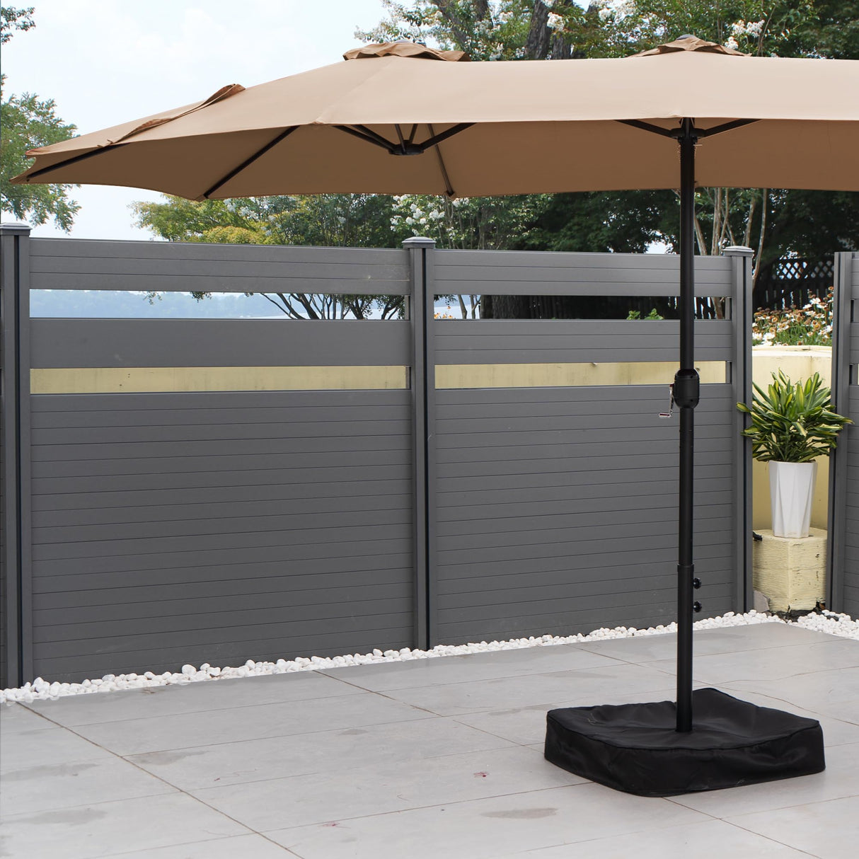 AONETOZ 15ft Large Patio Umbrella,Double Sided Big Umbrella For Patio,Extra Large Outdoor Umbrella,Khaki AONETOZ