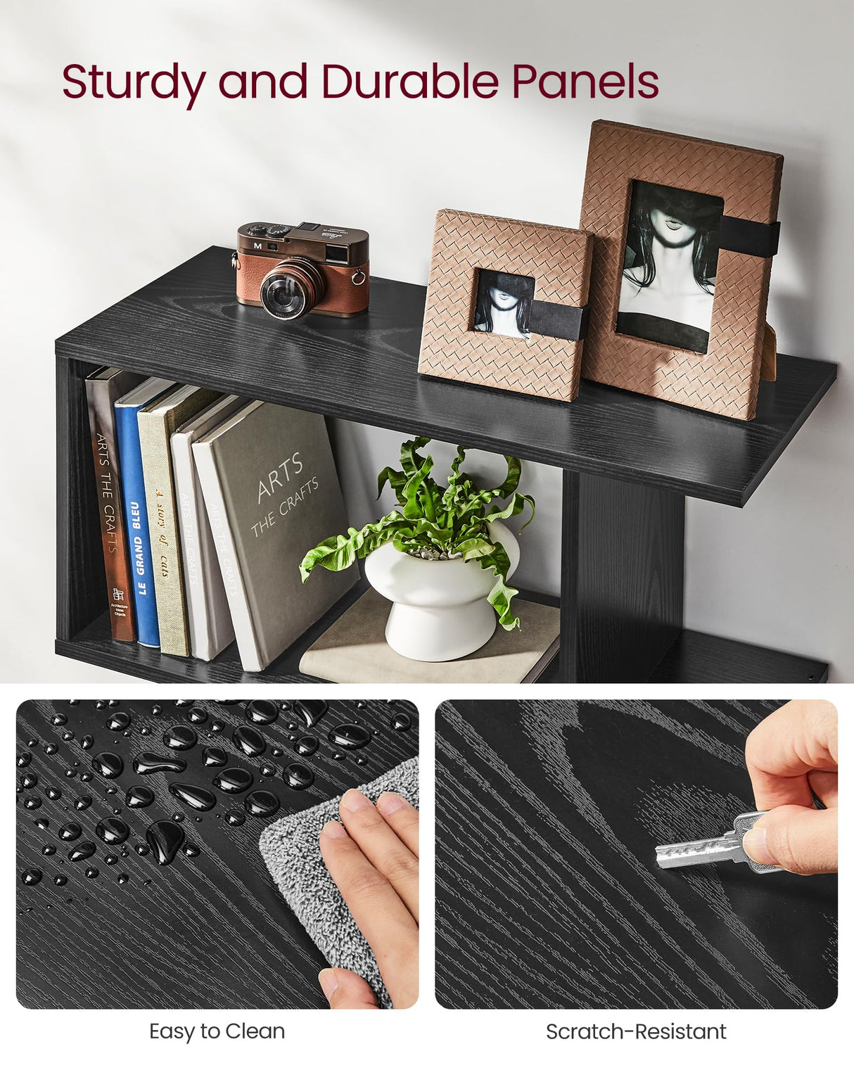 VASAGLE Bookshelf, 5-Tier Bookcase, Tall Display Shelf, Freestanding Storage Shelf, Room Divider, for Home Office, Living Room, Bedroom, Study, Ebony Black ULBC062T56 VASAGLE