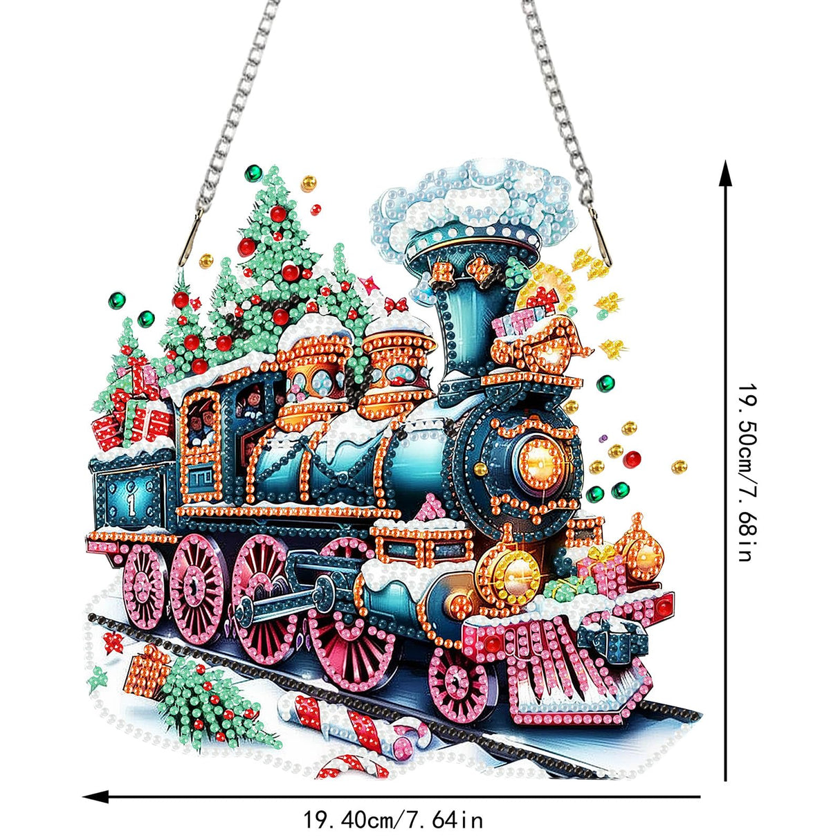 SENQAO Christmas Diamond Art Hanging Kits for Adults Kids, Christmas Train Diamond Art Suncatchers, 5D Special Shape Diamond Painting Pendant Window Ornament Gifts for Home Door Wall Decor SENQAO