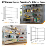 58''W*59.06''H*13.8" D L Shaped Adjustable Storage Shelves, 58''W 4 Tier Standing Shelf Unit, 1200LBS Metal Shelving for Storage, Heavy Duty Garage Shelf Pantry Rack Shelves Kitchen Shelving SESAISHEIR