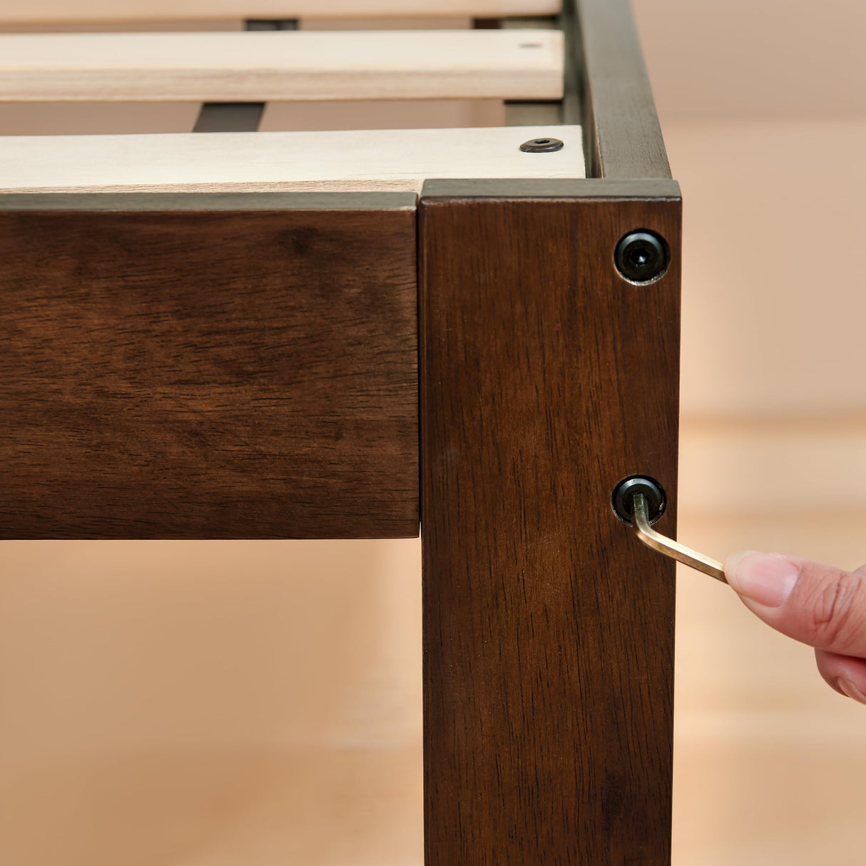 Hokway Full Size Bed Frame with Wood Slat Support, No Box Spring Needed, Easy Assembly, Reinforced Center Legs(Full,Walnut Finish) Hokway