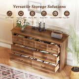 Concho Farmhouse 8 Drawers Dresser for Bedroom, 53'' Wide Wood Chest of Drawers with Spacious Deep Storage Space, Rustic Storage Dressers Organizer, TV Stand for Living Room, Bedroom, Rustic Brown Concho