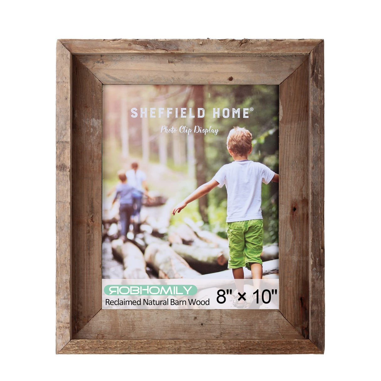 Robhomily Reclaimed Barnwood 8x10 Picture Frame,Farmhouse Rustic Distressed Wood Photo Frame, 100% Reclaimed Natural Barn Wood with Real Glass, Wall &Tabletop Frame for Home Decor. Robhomily