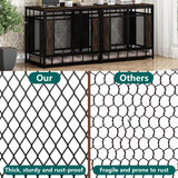 DAWNSPACES Furniture Dog Crate, 71" Heavy Duty Wood Dog Cage Kennel House Furniture with a Removable Divider, Indoor Dog Crate Table TV Stand with Double Doors for Large Medium Breed Dogs, Brown DAWNSPACES