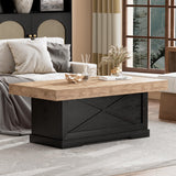 Lareth Coffee Table 39 in Rustic Center Table with X-Design Wooden Pedestal for Living Room, Space Saving, Rectangle Home Office Tea Accent Table for Apartment, Dark Oak Black Lareth