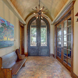 VANZARLA 9-Light Sputnik Pendant Light Black, Farmhouse Wood Chandelier for Dining Room Industrial Hanging Light Fixture Ceiling for Bedroom Entryway Kitchen Foyer Living Room VANZARLA