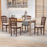 GOFLAME Wooden Dining Chairs Set of 4, Farmhouse Kitchen Side Chairs with Padded Seat & Ergonomic Backrest, Upholstered Dinnete Chairs with Rubber Wood Frame for Dining Room, Restaurant GOFLAME