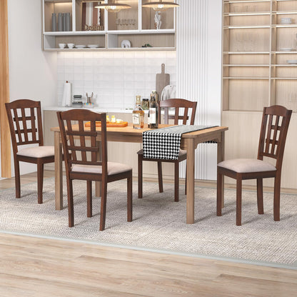 GOFLAME Wooden Dining Chairs Set of 4, Farmhouse Kitchen Side Chairs with Padded Seat & Ergonomic Backrest, Upholstered Dinnete Chairs with Rubber Wood Frame for Dining Room, Restaurant - WoodArtSupply