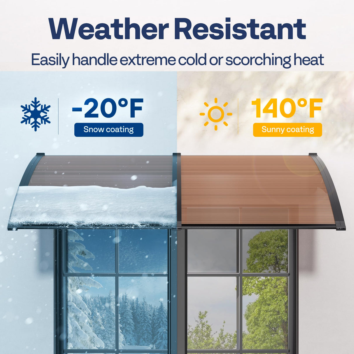 VIVOHOME Polycarbonate Window Door Awning Canopy Brown with Black Bracket 40 Inch x 120 Inch VIVOHOME