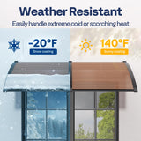 VIVOHOME Polycarbonate Window Door Awning Canopy Brown with Black Bracket 40 Inch x 120 Inch VIVOHOME