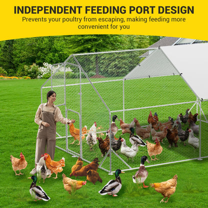 VerisShade Large Metal Chicken Coop, Chicken Coop Run with Cover, Large Chicken Run with Double Door, Chicken Pen for Outdoor Farm Yard (13.1'L x 9.8'W x 6.6'H)