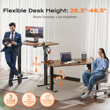 Huuger 55 x 28 Large Electric Standing Desk, Height Adjustable Computer Desk, 27.6" Deep Desktop, Stand up Gaming Office Desk with 2 Hooks, 3 Preset Heights, for Home Office, Rustic Brown Huuger