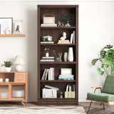 Fllution 72 in Tall Bookcase, 31.3 in Wide Floor Standing Bookshelf, Open Storage 5-Shelf Bookshelves, Dark Cherry Large Indoor Furniture for Home Office School Library Living Room Bedroom Fllution