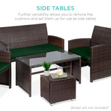 Best Choice Products Set of 2 Wicker Ottomans, Multipurpose Outdoor Furniture for Patio, Backyard, Additional Seating, Footrest, Side Table w/Storage, Removable Cushions - Midnight Green/Brown Best Choice Products