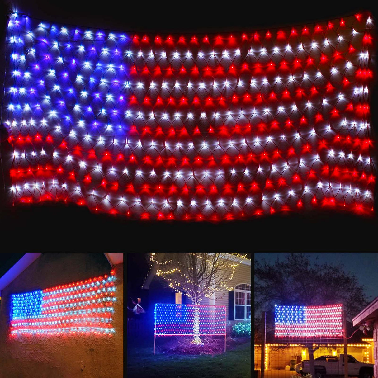 Super Larger Size American Flag Lights, July 4th Patriotic Lights with Ultra-Bright 420 LED, Waterproof Led Flag Net Light of USA, 4th of July Decor Independence Day Memorial Day Renoliss