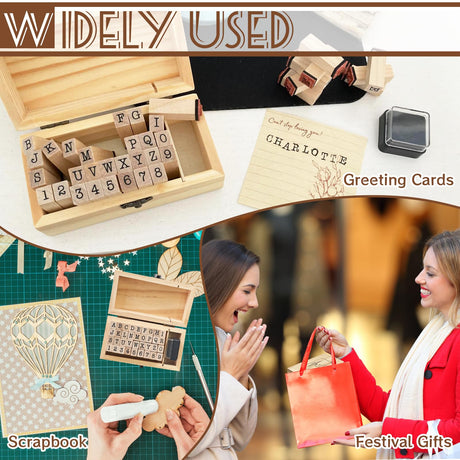36 Pcs Wooden Rubber Number Alphabet Stamps,Rubber Vintage Letter Stamps Kit,Stamper Seal Set with Wooden Box for Crafting,Scrapbooking,Journaling,Card Making OJYUDD