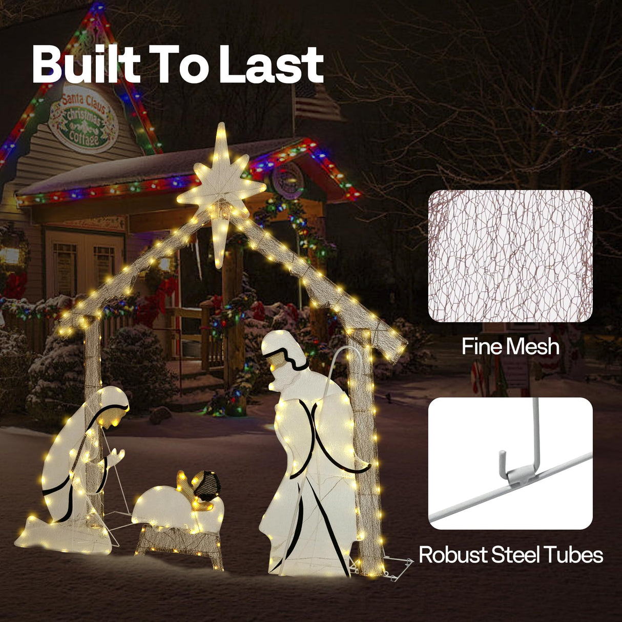 VIVOHOME 5FT Lighted Nativity Scene Outdoor, Christmas Nativity Set for Yard, Lawn, Garden, Party VIVOHOME