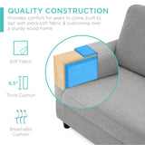 Best Choice Products Upholstered Sectional Sofa for Home, Apartment, Dorm, Bonus Room, Compact Spaces w/Chaise Lounge, 3-Seat, L-Shape Design, Reversible Ottoman Bench, 680lb Capacity - Light Gray Best Choice Products