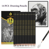 Sketch Pencils Set for Drawing, 14 Pack Graphite, for Art, Pencil kit for Sketching, Shading, Artist Pencils for Beginners Pro Artists Heshengping