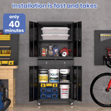 IDEALHOUSE Garage Storage Cabinet, 73 Inch Metal with Locking Doors and Adjustable Shelves, Heavy Duty Tool Cabinet with 2 Drawers IDEALHOUSE