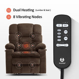 MCombo Dual Motor Power Lift Recliner Chair with Massage and Dual Heating, Adjustable Headrest for Big and Tall Elderly People, Fabric 7634 (Coffee, Large-Regular) MCombo