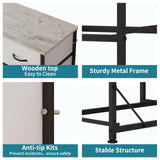 LUMTOK 10-Drawer Dresser, Fabric Storage Dresser Drawers for Bedroom, Hallway, Nursery, Closets, Steel Frame, Wood Top, Easy Pull Handle (Greige) LUMTOK