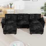 mestyl Modular Sectional Sofa Comfy Cloud Couch, U Shaped 3 Deep Seat Sofa Couch with 2 Ottoman, 120" Soft Modern Couches Set for Living Room, Chenille, Black, MT001 mestyl