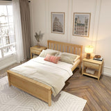 Plank+Beam Solid Wood Full Bed Frame, Platform Bed with Headboard, Natural Plank+Beam