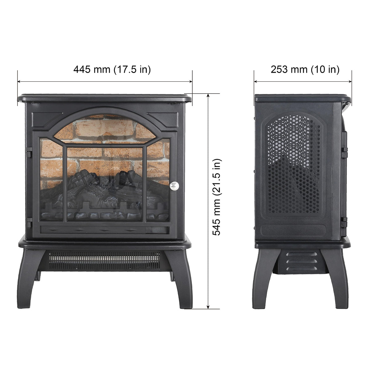 Electric Fireplace Infrared Heater with Remote Control 3D Electric Heater Fireplace 18" Electric Fireplace Stove Adjustable Brightness and Heating, 1500W Electric Fireplace Freestanding, Black GOAWGO