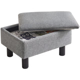 IBUYKE Storage Ottoman Footrest Stool with Linen Fabric, Rectangular, Flip Top Lid, Non-Slip Feet, Compact Design, Stylish and Functional, Gray Blue RF-BD224 IBUYKE