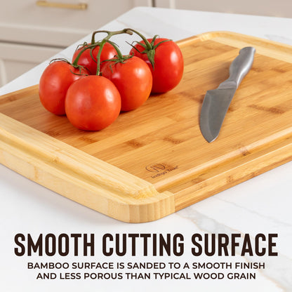 Bamboo Cutting Board - Wood Chopping Board with Juice Groove, Charcuterie Board, Serving Platter Cheese Board, Bread Board, Turkey Meat Cutting Board