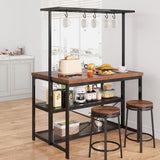 GAOMON Vintage Kitchen Island with 3-Tier Storage and 5 Hooks - Versatile Bakers Rack and Microwave Stand GAOMON