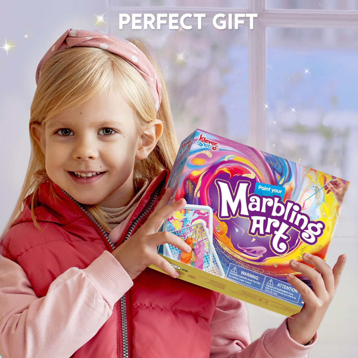 Klever Kits Marbling Paint for Kids, Metallic Gold Water Marble Art, Arts & Crafts for Girls & Boys 6-12 Years Old, Craft Kits, Birthday Gifts Klever Kits