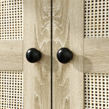 Hitow Ratten Wardrobe Armoire Closet, 3 Door Rattan Closet Wardrobe Cabinet with 3 Drawers & Hanging Rod, Storage Wardrobe Armoire Dresser for Bedroom Organizer (47.2" W x 18.9" D x 70.9" H) Hitow