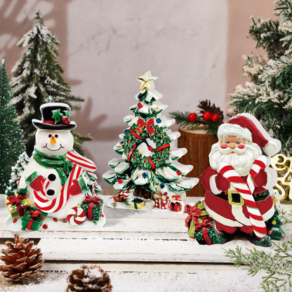 Yousoontic 3 Pcs Christmas Table Decorations Wooden Christmas Table Centerpieces Rustic tiered tray decor farmhouse Centerpieces Santa Claus Snowman Xmas Tree table signs for Xmas Winter Holiday Party