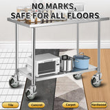 Besitu 4 inches Prep Table Wheels Set of 4, 1-1/2" Expanding Stem Caster with Side Brake for Stainless Steel Table, Cart, Furniture Legs, Commercial Kitchen Appliances, Workbench Besitu