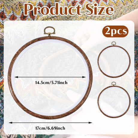 JIYIN 2 Pcs 7.1inch Round Embroidery Hoop, Imitated Wood Embroidery Hoop Frame Cross Stitch Hoops Embroidery Frame for Art Craft Sewing and Hanging Ornaments Decor Display JIYIN