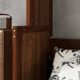 LUMISOL Queen Size Murphy Bed Wall Bed with Desk, Wood Murphy Bed Can be Folded into Cabinet, Space-Saving Hidden Wall Bed with Gas Struts, Walnut LUMISOL