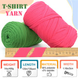 400g Tshirt Yarn for Crochet,Hot Pink T Shirt Soft Elastic Fabric Chunky Thick T-Shirt Crochet Yarn for Crocheting Knitting Beginner Hand Knitting for Bag/DIY Craft/Home Decor-Hot Pink YARFOFUN
