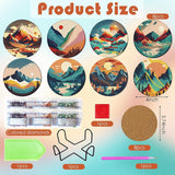 ijbnhd 8 Pcs Sunset Diamond Painting Coasters with Holder, Abstract Landscape Diamond Art Coasters Diamond Painting Kits for Beginners, Adults Art Craft Supplies ijbnhd