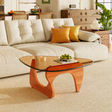LUCKIIA Coffee Tables Glass Small Farmhouse Coffee Table Mid-Century Modern Wood Center Table for Living Room, Walnut Brown, 36 Inch LUCKIIA