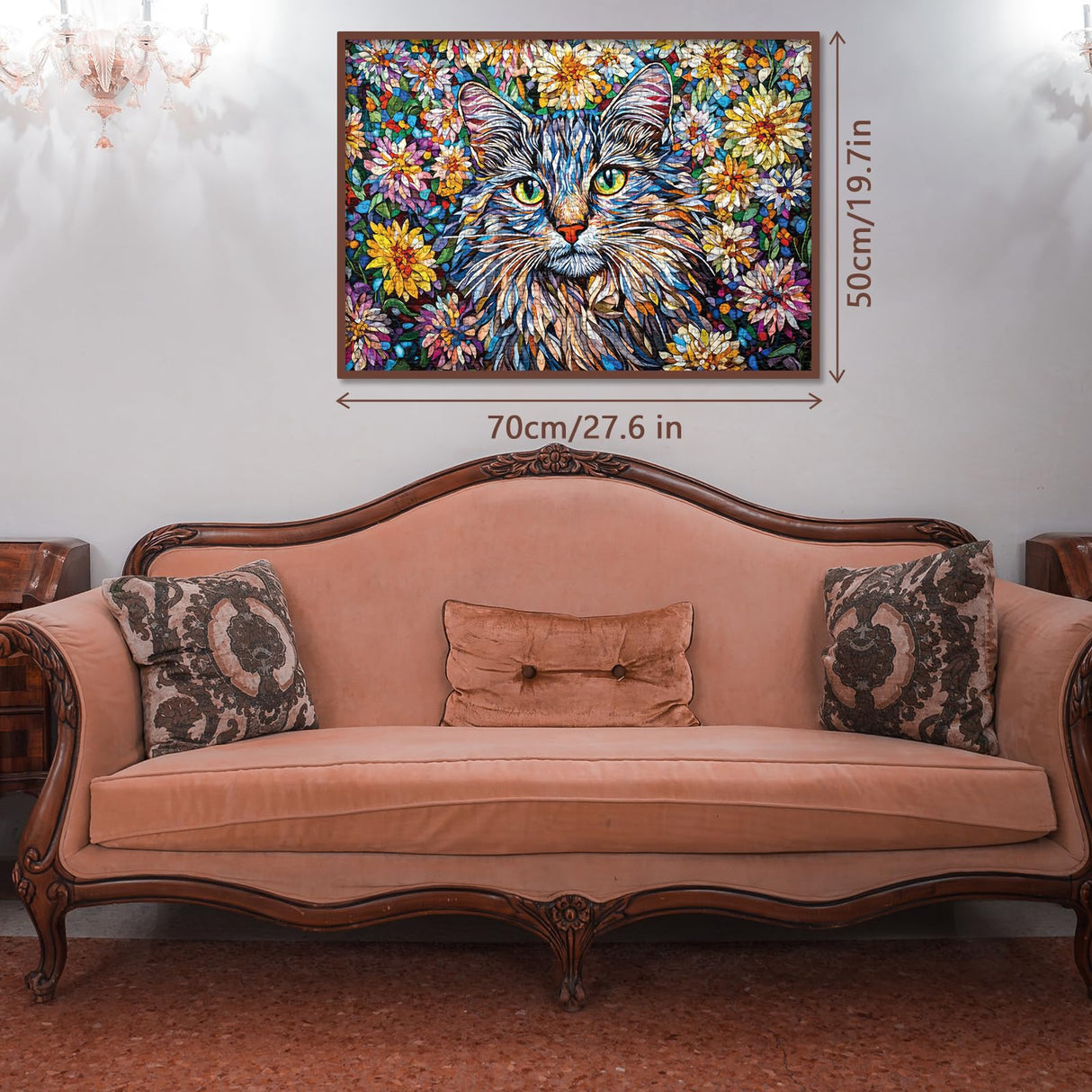 Flower Cat Puzzles for Adults 1000 Pieces, Colorful Art Floral Animal Jigsaw Puzzle, Beautiful Plant Garden Challenging Puzzles for Adults BBOLDIN