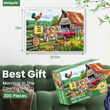 300 Pieces Puzzle for Adults | Country Life Puzzle | Recycled Cardboard Large Piece Jigsaw Puzzles 300 Pieces | Challenging Game Home Decor Birthday Party Gift Toy for Adults Kids Seniors 20.5*15 inch Maiqufa
