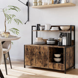 Cat Litter Box Enclosure with Shelves Storage, 2-in-1 Hidden Litter Box with Doors, Cat Wooden Washroom Furniture with Scratching Pad, Pet Storage Cabinet, Rustic Brown IDEALHOUSE